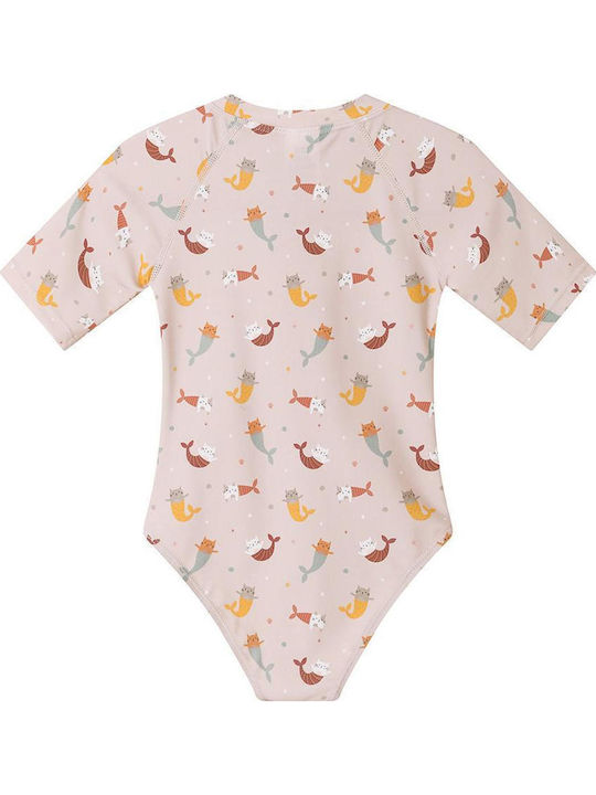 Tutete Sun Protection Kids Swimwear One-Piece With Long Sleeve Pink