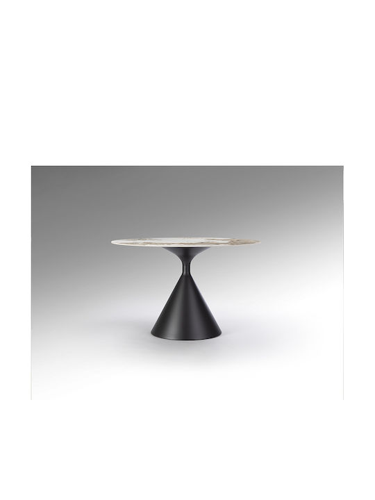 Pandora Round Dining Table with Marble Surface Black 120x120cm