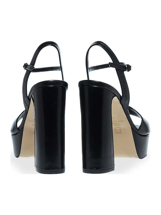 Damen Sandalen Aus Leder Schwarz