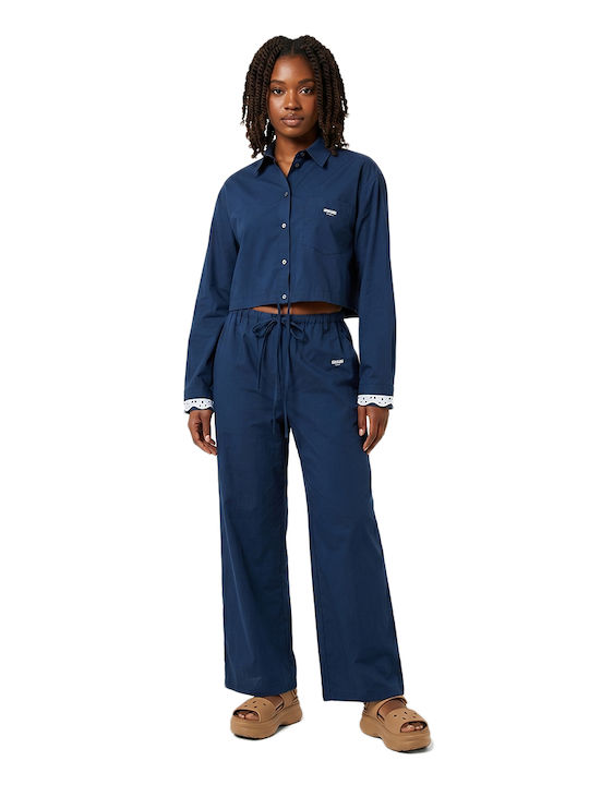 Langärmeliges Damenhemden Denim Blau