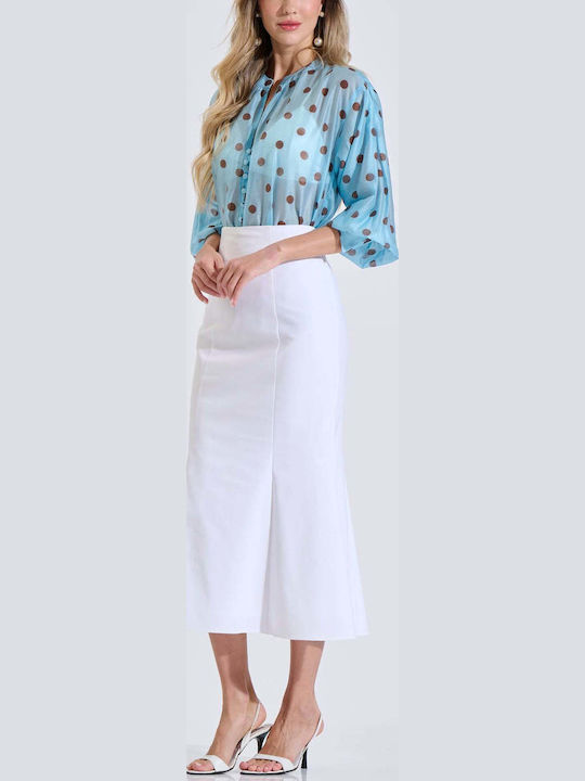 High Waist Cloche Skirt White