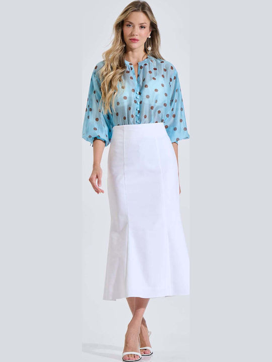 High Waist Cloche Skirt White