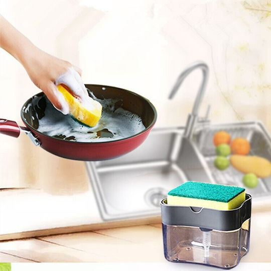 Alista Home Dozator De Bucătărie Din Plastic Cu Suport Pentru Burete Gri 380ml