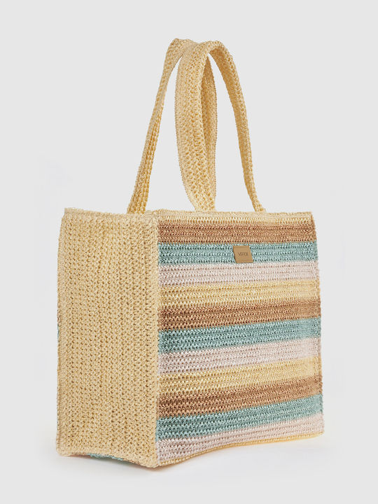 Verde Wicker Beach Bag with Wallet Multicolour
