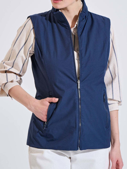 Women's Sleeveless Double Sided Jacket for Winter Blue