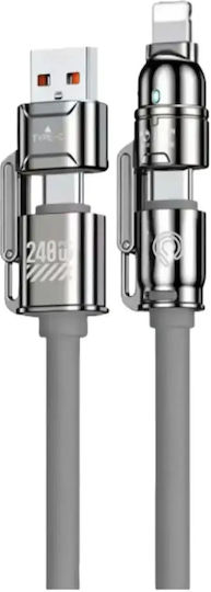 Hyperloq USB към Type-C / Lightning Кабел Черен HP.24-M