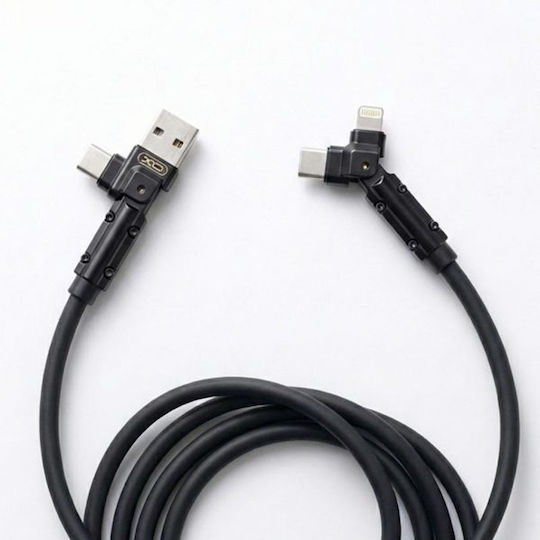XO USB to Type-C / Lightning Cable Μαύρο 1m 113405