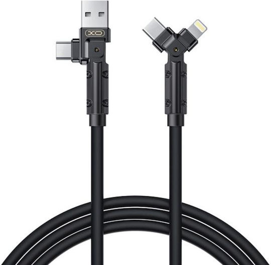 XO USB to Type-C / Lightning Cable Μαύρο 1m 113405
