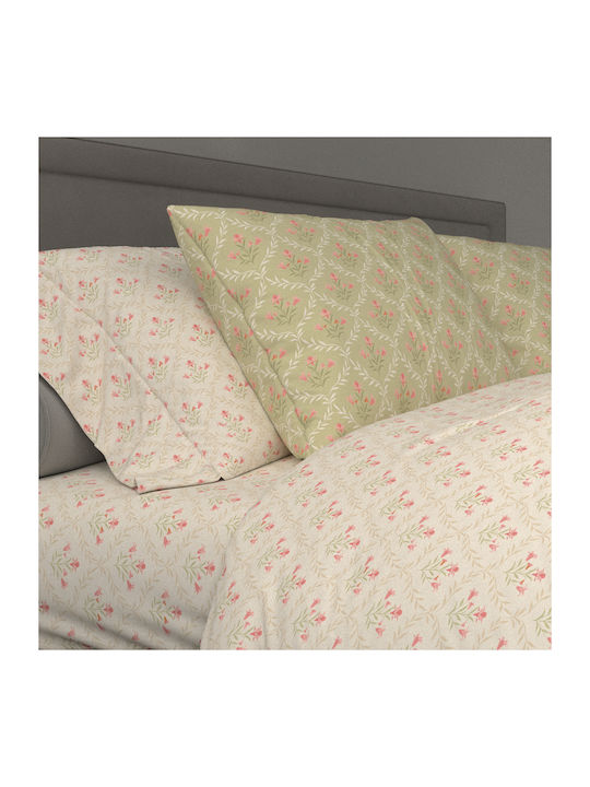 Charalambidis Textiles Single Bed Sheet with Rubber Hugger 100x200+30cm Beige