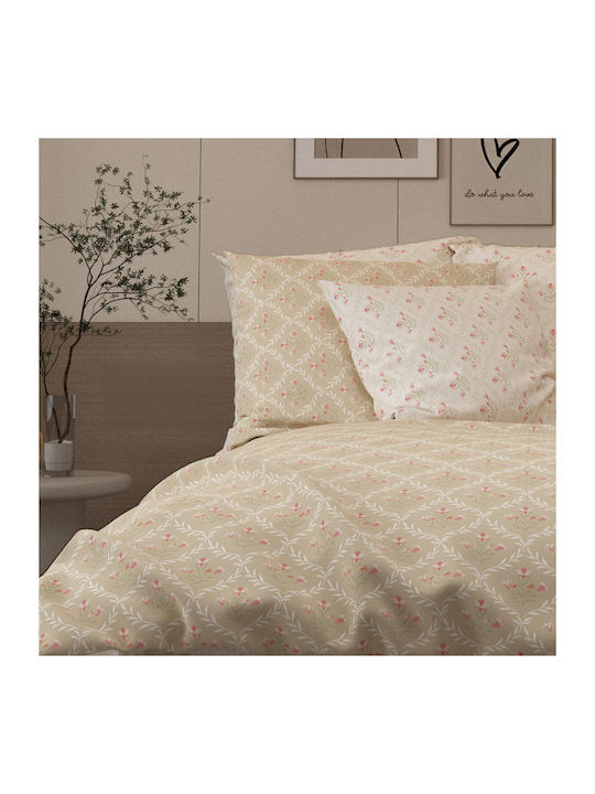 Charalambidis Textiles Σεντόνι King Size με Λάστιχο 230x260εκ. Μπεζ