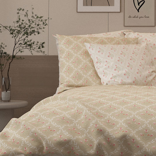 Charalambidis Textiles King Size Bettlaken mit Gummibettlaken 230x260cm Beiges