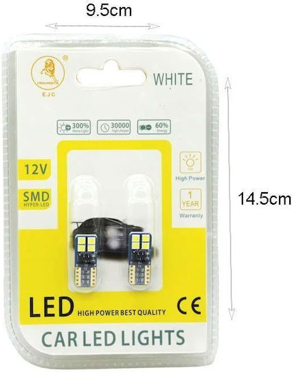 Ejc Car Lamps Canbus 12v-24v T10-3030-8smd 2pcs Cool Light Led Light