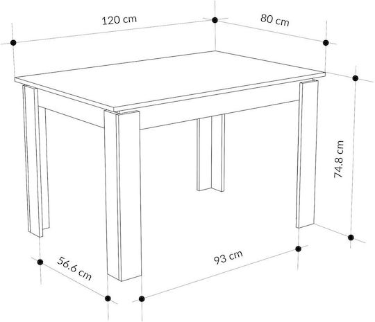 Τραπεζαρίας Επεκτεινόμενο Γκρι 120+50x80x75εκ.