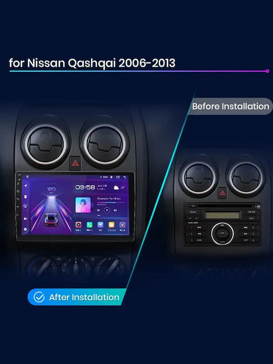 Car Audio System for Nissan Qashqai 2007 Bluetooth USB WiFi GPS Apple CarPlay Android Auto with 9" Touch Screen