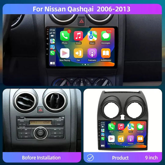 Ηχοσύστημα Αυτοκινήτου για Nissan Qashqai 2009 (Bluetooth/USB/WiFi/GPS/Apple-Carplay/Android-Auto) με Οθόνη Αφής 9"