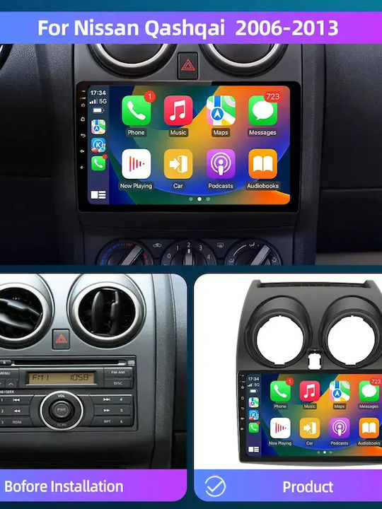 Car Audio System for Nissan Qashqai 2011 Bluetooth USB WiFi GPS Apple CarPlay Android Auto with 9" Touch Screen