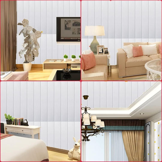Panouri Decorative 3D Din PVC Autoadezive Albe 70x70cm 10 Bucăți