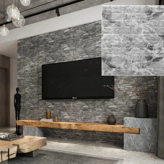 Panouri Decorative 3D Din Spumă Autoadezive Gri 70x77cm 10 Bucăți