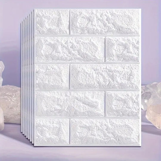Panouri Decorative 3D Spumă Autoadeziv Alb 35x38 cm 10 Bucăți