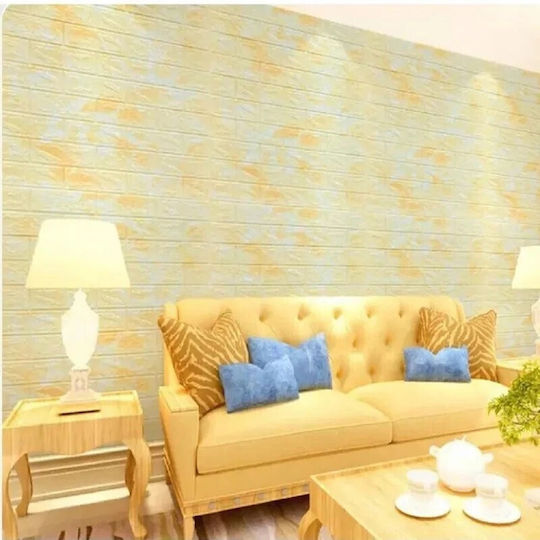Panouri Decorative 3D Din Spumă Autoadezive Galbene 70x77cm 10 Bucăți