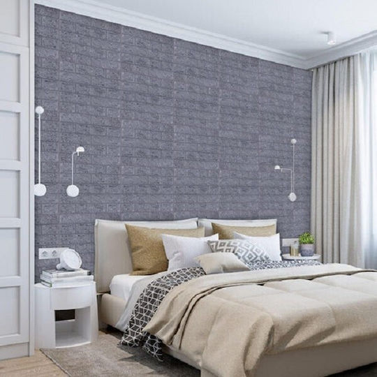 Panouri Decorative 3D Din Spumă Autoadezive Gri 70x77cm 10 Bucăți
