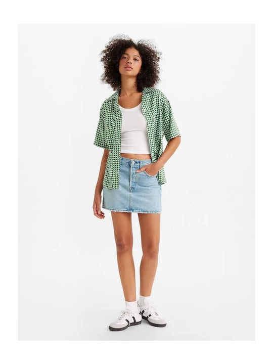 Icon Denim Mini Fustă Albastru