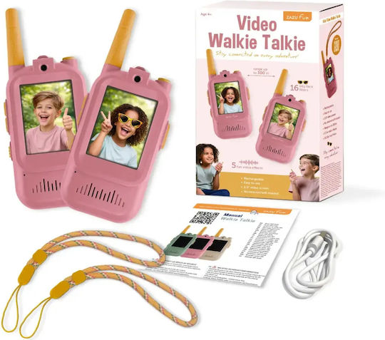 Kids Walkie Talkie Zazu Fun Rechargeable Video Call Pink