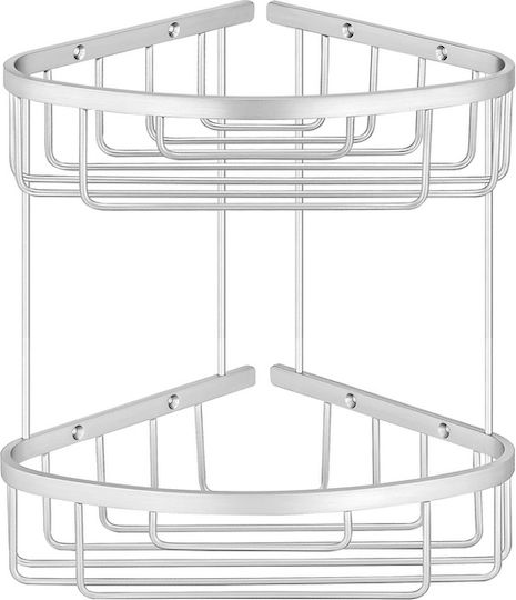 Sanco 00009-M101 Eckmontierte Metallische Badezimmerregal Weiß