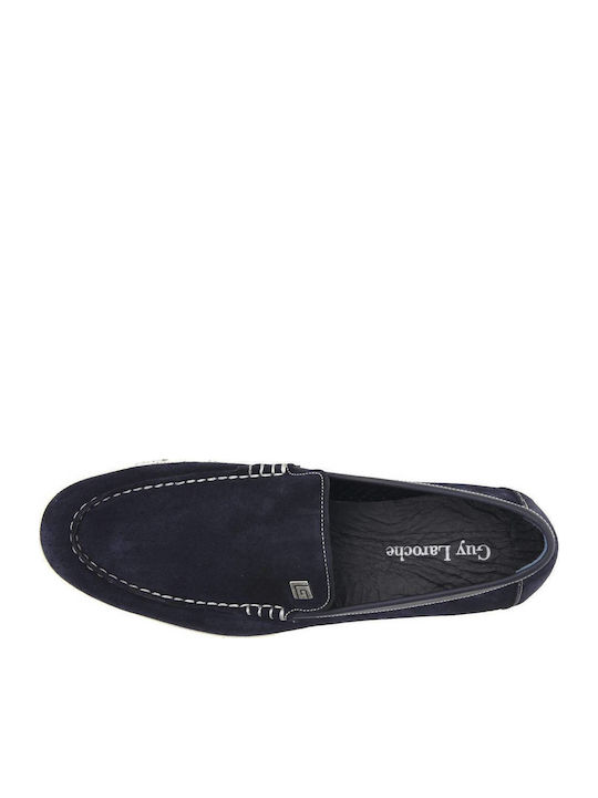 Suede Men's Loafers In Blue Color