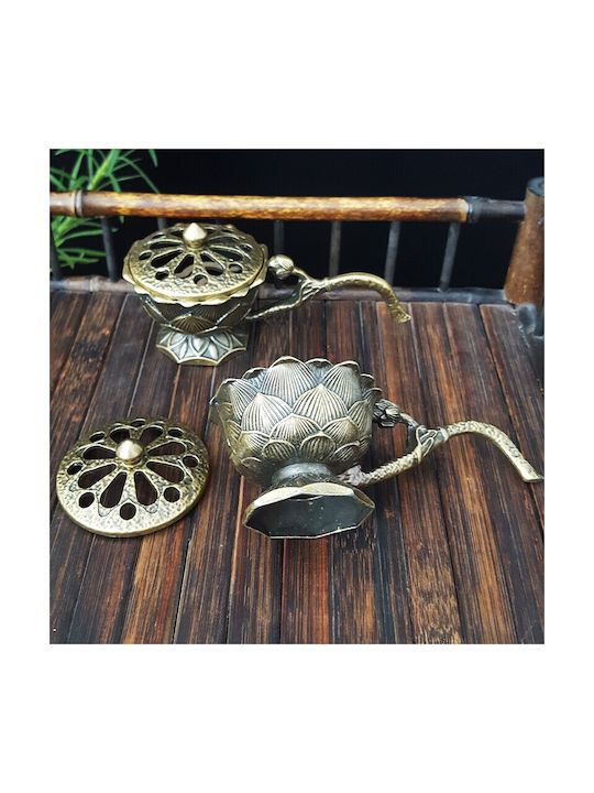 Suport Pentru Bețe De Tămâie Flippy Aliaj De Zinc Model Lotus Ignifug 9.7 X 4.8 X 4.7 Cm Bronz