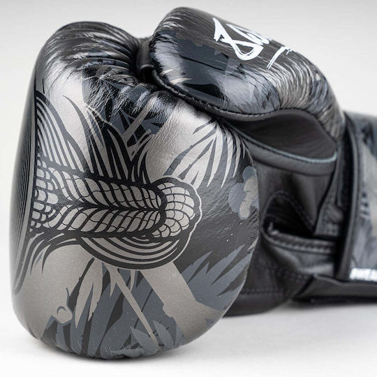 8 Weapons Boxhandschuhe Leder für Wettkampfhandschuhe Schwarz