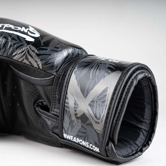 8 Weapons Boxhandschuhe Leder für Wettkampfhandschuhe Schwarz