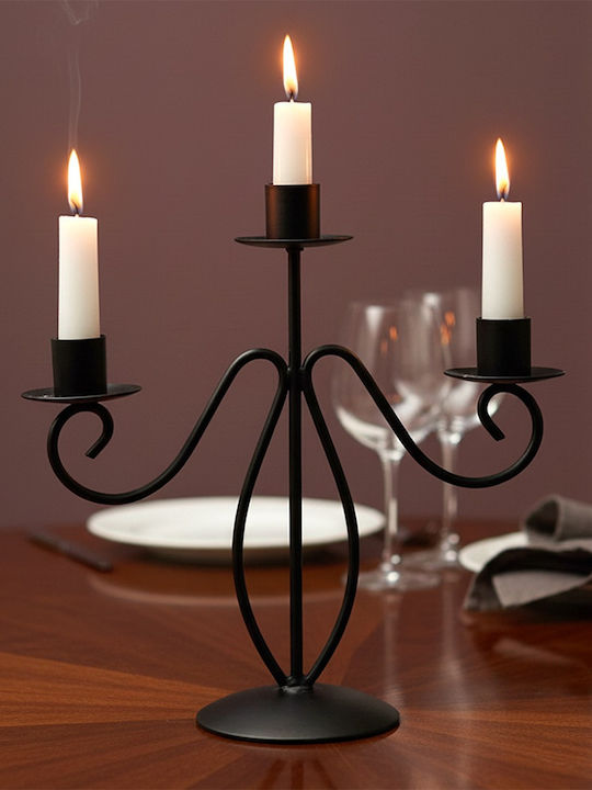 Home&Styling Collection Metal Candle Holder With 3 Holders In Black Colour 23x23x8.5cm