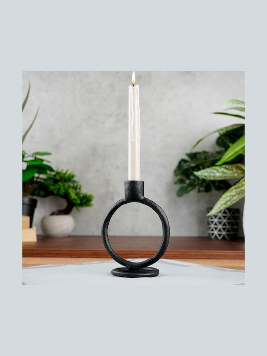 Home&Styling Collection Κηροπήγιο Αλουμινίου σε Μαύρο Χρώμα 12x15εκ.