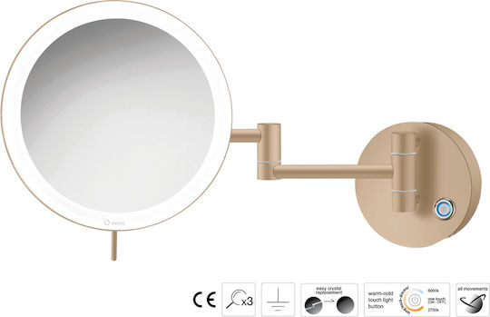 Sanco Vergrößerung Rund Badezimmerspiegel LED aus Metall 104x104cm Grau