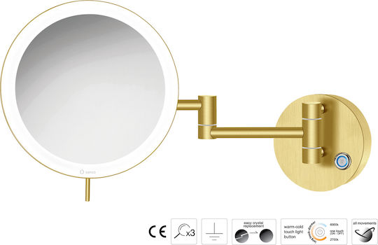 Sanco Vergrößerung Rund Badezimmerspiegel LED aus Metall 104x104cm Grau