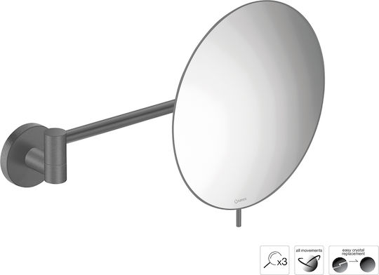 Sanco Oglindă De Baie Ovală Cu Mărire Din Metal Cu Lungime 103cm Maro