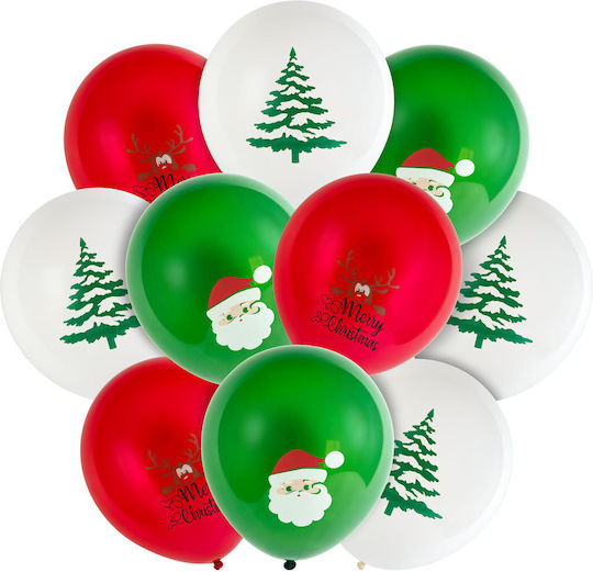Set 10 Baloane De Crăciun Din Latex Roșii 30 cm
