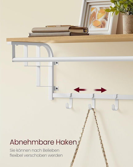 Vasagle Wooden Wall Hanger 5 Hooks Gold 66x27x30cm