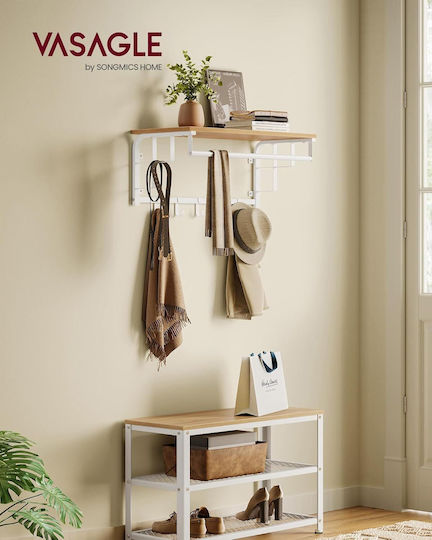 Vasagle Wooden Wall Hanger 5 Hooks Gold 66x27x30cm