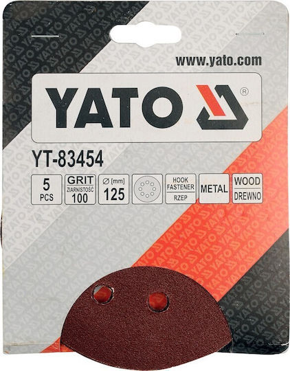 Yato Orbital Sander Sheet K100 with Holes 125x125mm Set 5 Pieces