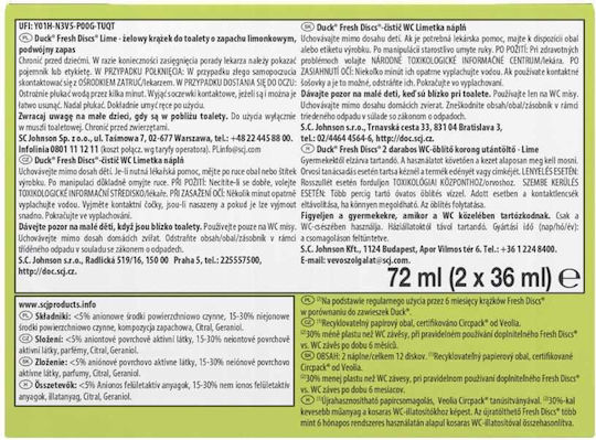 Duck Fresh Discs Bloc De Toaletă Cu Miros De Prospețime Lime 2x36ml