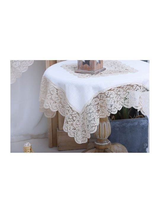 Liolios Home Linen Tablecloth With Embroidery Set 3 Pieces Qz1600053 Cappuccino 40x160 cm