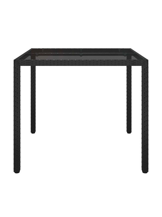 Garten- und Terrassentisch Rattan Schwarz 90x90x75cm