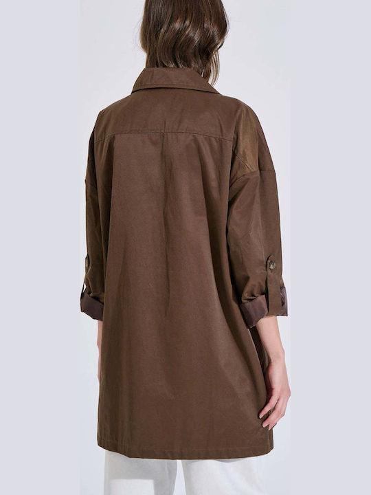 Women's Brown Gabardine Coat 20-060170-0