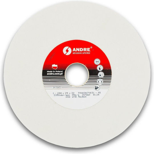 Andre Flat Grinding Wheel 200mm X 25mm X 32mm 99a60k7ve01-35 White "type 1"