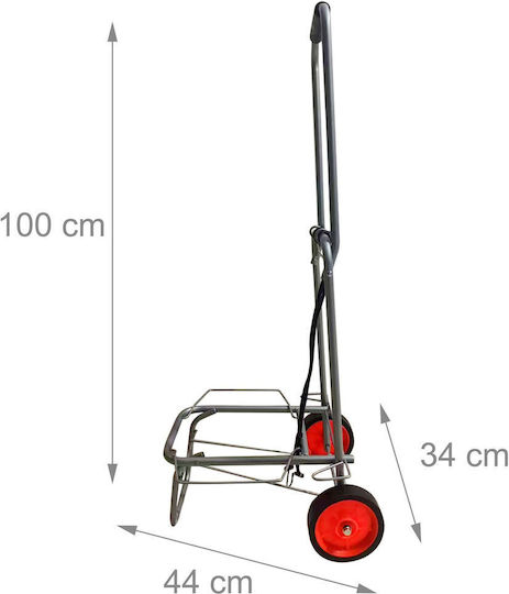 Cărucior de Cumpărături Pliabil 100x34x44 Cm 35 Kg Gri