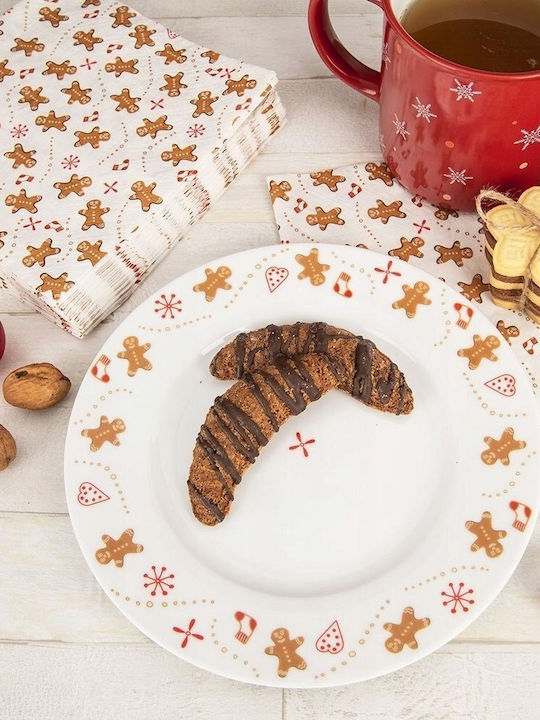 Lumarko Porcelain White Dessert Plate with Diameter 20cm
