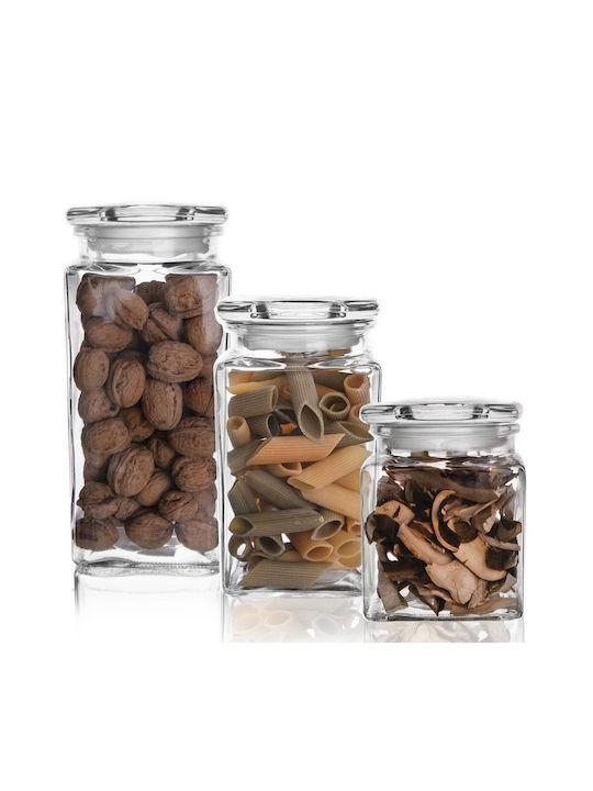 Orion Glass Transparent Coffee Pasta Vase with Lid 1400ml