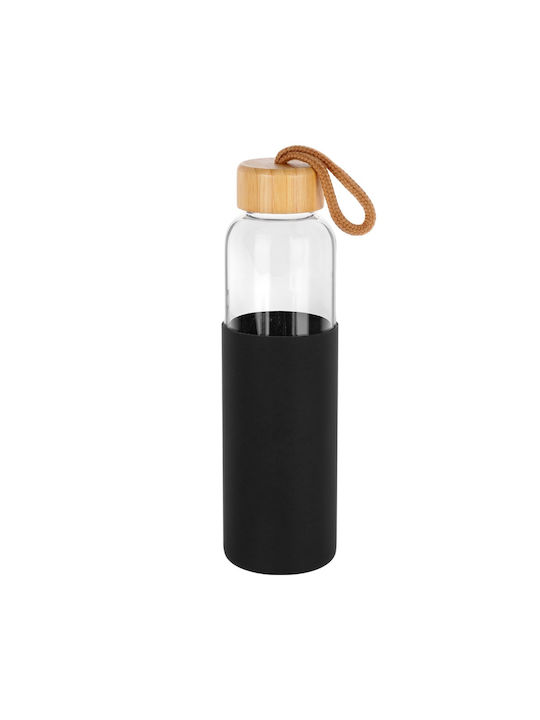 Vilde Vilde Glas Wasserflasche mit Schraubdeckel Schwarz 500ml